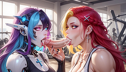 Long Haired Beauty Gets Pierced Dick Docking in Hentai AI Image