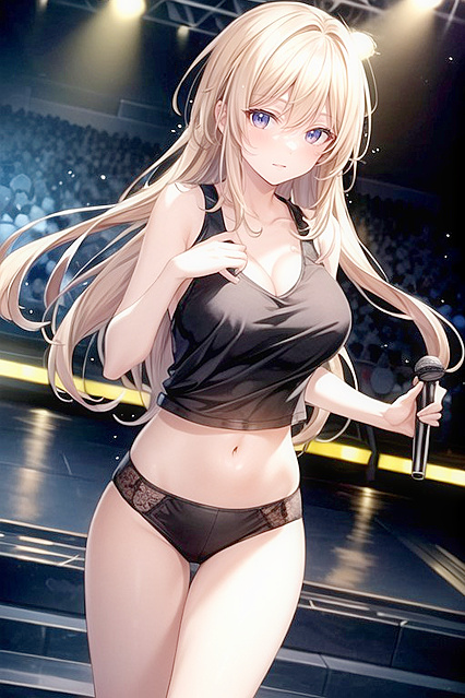 Exposed Belly Button and Detailed Image - Hot Stage Action in Hentai Hentai AI Image