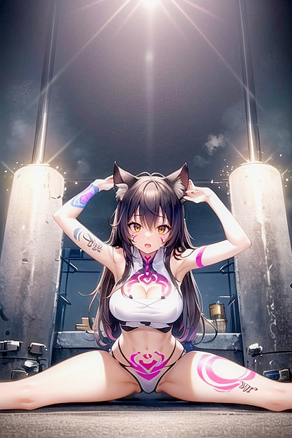 Massive Tattooed Ass Takes On Frontal Hentai AI Image