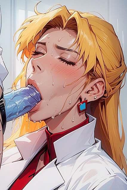Red Earrings and Sweaty Passion in Mid-Length Hentai AI Image