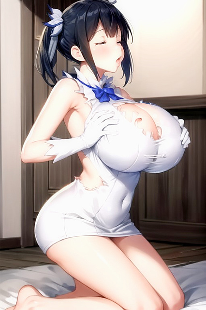 Blowjob from Third Person, Knee Action, and Busty Expansion Hentai Hentai AI Image