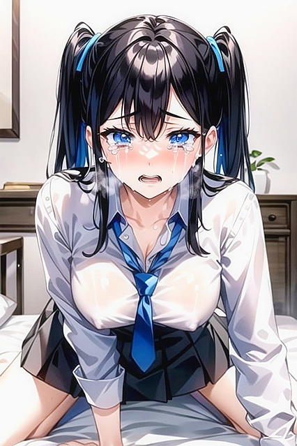 School Uniform, Cum-Covered Teen 18+ with Tiny 18+ Ass in Hentai AI Image