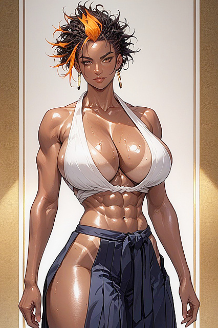 Bob-Haired Beauty with Massive Natural Tits in Keikogi for Steamy Hentai AI Image