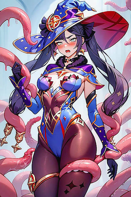 Gothic Beauty with White Hair and Tattoos Seduces in Hentai AI Image