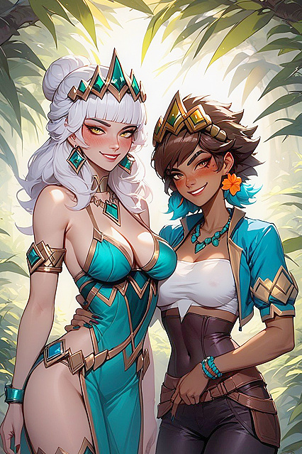 Qiyana from League of Legends Blushes and Smiles with Her Medium Breasts in Naughty Hentai Fun