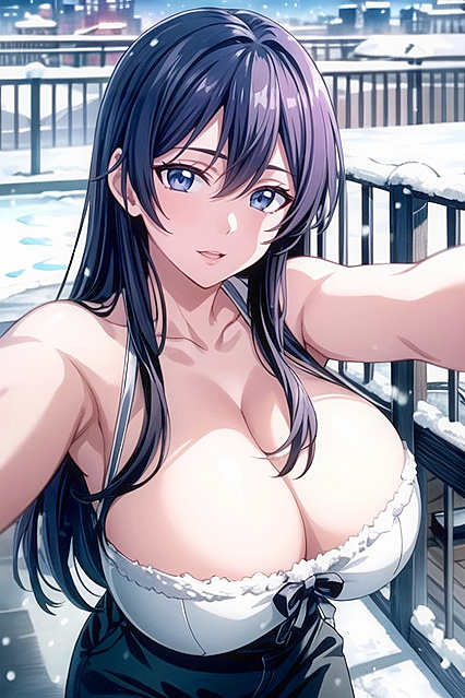 Fake Boobs on Display at Dawn on the Balcony in Hentai AI Porn