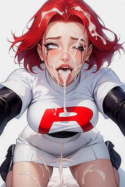 Cum Drenched Plump Lips and Messy White Shirts in Steamy Hentai AI Image