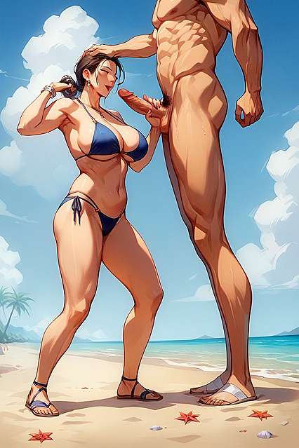 Beach Background - Lifting Her Bottom High for Intense Fucking in Hentai Hentai AI Image