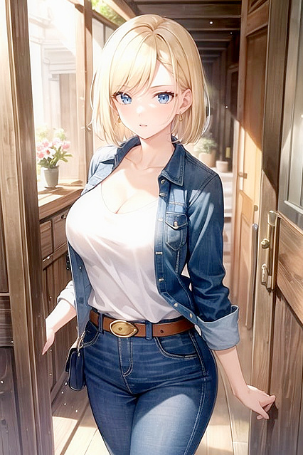 Android 18 from Dragon Ball Z in Seductive Hentai AI Image
