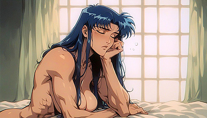 Tired-Faced Polynesian Beauty Seduces Muscular Guy in Hentai AI Image