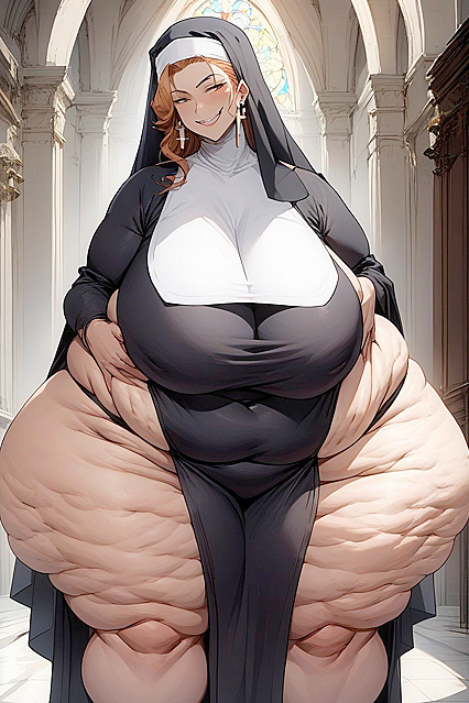 Nun with Small Breasts and Huge Ass inMind-Blowing Hentai AI Image