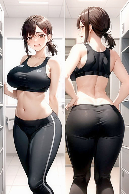 Butt-Facing Long Pants Action in theLocker Room Hentai Hentai AI Image