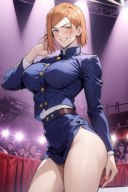 Big Boobs Gakuran Stares Intently at You in Hentai Hentai AI Image