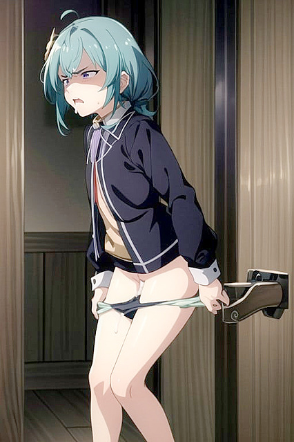 Mushoku Tensei Thigh-High Stockings Removal with Disgust-Filled Hentai AI Image