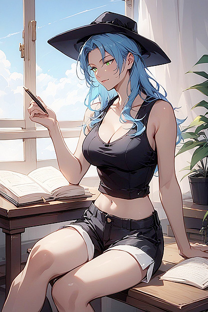 Sleeveless Seduction - Sexy Shorties in Modern Bedroom Hentai AI Image