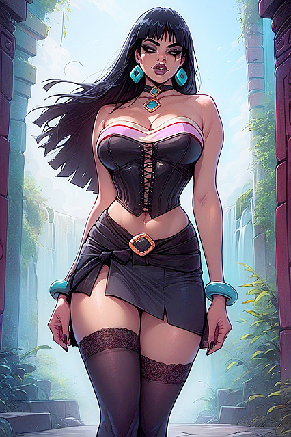 Chel from Road to El Dorado with Black Hair in Seductive Hentai Art by Melkormancin
