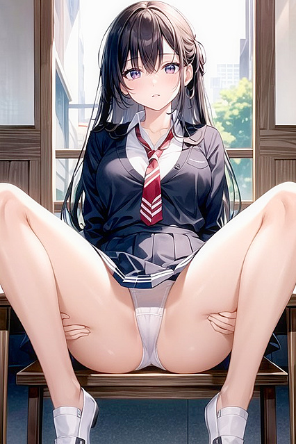 Small Breasts, Tiny 18+ Ass, Spread Legs Sitting Position Hentai AI Porn