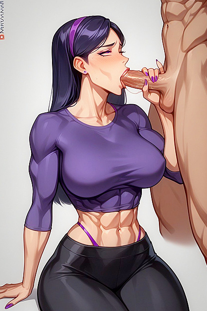 Violet's Busty Blowjob Fantasy in Seductive Clothing Honda Hentai AI Image