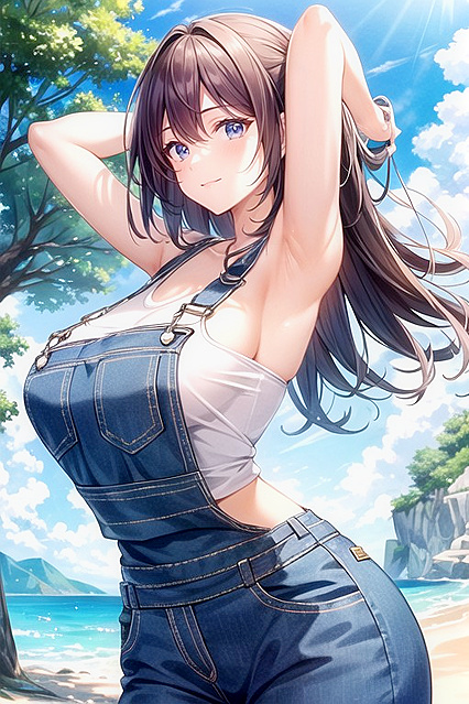 Casual Overalls Spread Wide at Parks and Beaches in naughty Hentai AI Image