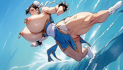 Full-Length Top-Down Hentai AI Image with Garter Belts and Heels