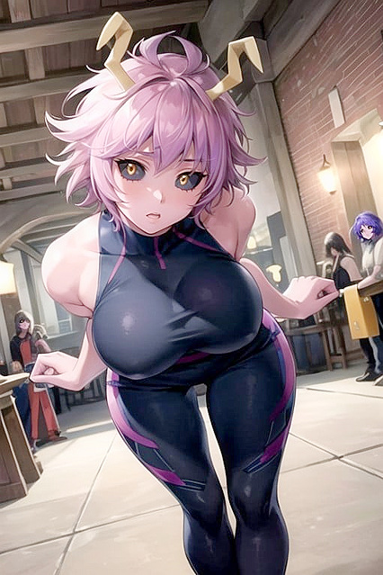 Mina Ashido's Tight Outfit Showcases Her Perfect Boobs in Busty Hero Academia Hentai AI Image