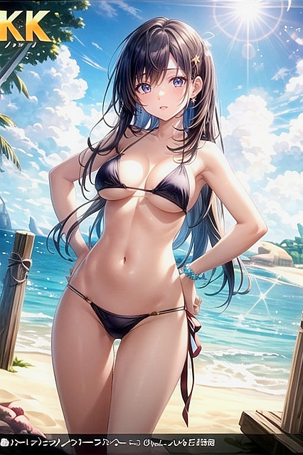 Bikini Sling-Shot, Soft Lighting, Busty Hentai Shots Hentai AI Image