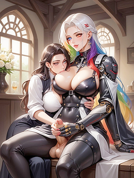 Long-Haired Beauty in Naval Uniform Gets Pleasured with Genital Piercings in hentai Hentai AI Image