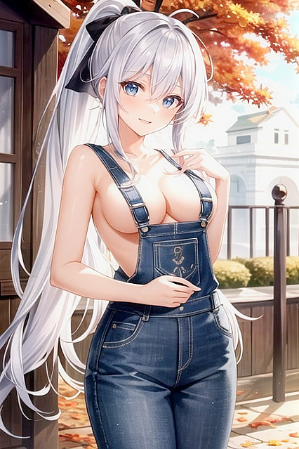 Blonde with Blue Eyes and Long Hair Smiles Wildly in Horny Hentai AI Image