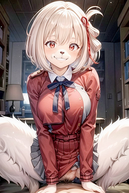 Chiasto Nishikigi from Lycoris Recoil Stripped Down for Mid-Chested Hentai Pleasure