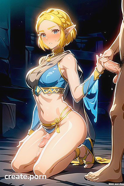 Zelda from The Legend of Zelda Gives a Seductive Handjob in Erotic Hentai AI Image