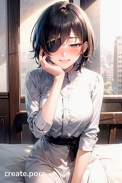 Blushing Mischievously - A Seductive Waist-Up Hentai Experience