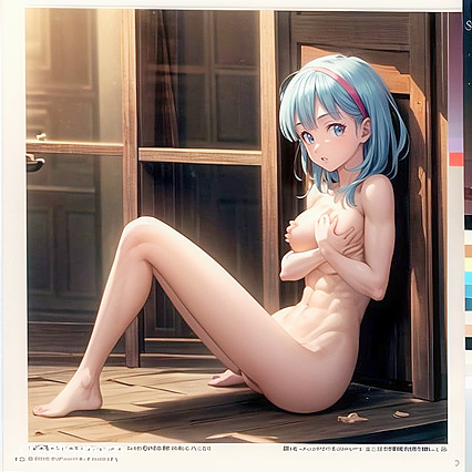 Fit Bulma from Dragon Ball Z Flexing Her Muscular Abs in Hardcore Hentai AI Image