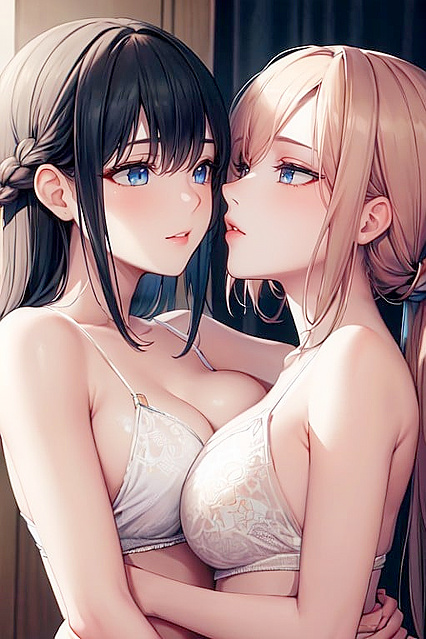 Passionate Girl 18+s Kissing in Seductive Hentai AI Image