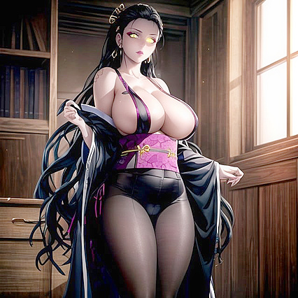 Daki from Demon Slayer Enjoying Intense Full-Body Pleasure in Solo Hentai AI Image