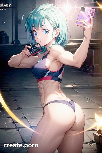 Bulma from Dragon Ball Z Takes Selfies in Steamy Split-Screen Hentai AI Image