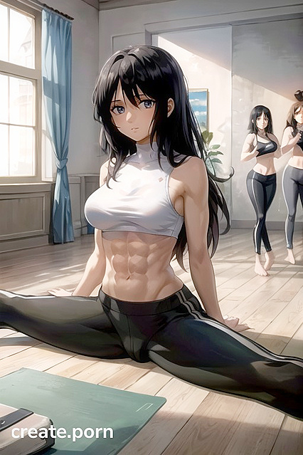 Muscular Dude in Bra and Yoga Pants for Steamy Hentai AI Image