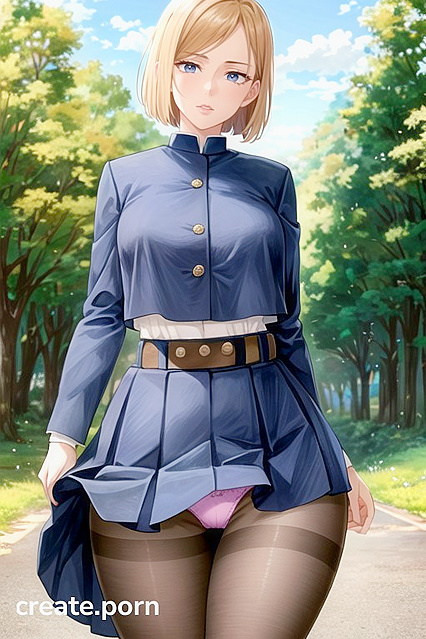 Nobara Kugisaki from Jujutsu Kaisen Shows Off Her Cute Pink Panties in Seductive Hentai AI Image