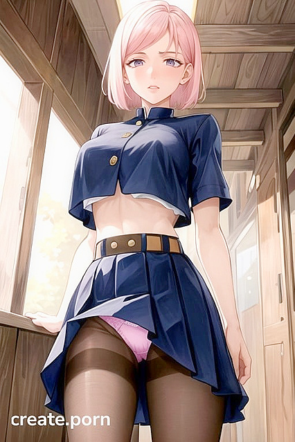 Large-Breasted Beauty Exposed from Below in Naughty Hentai AI Image