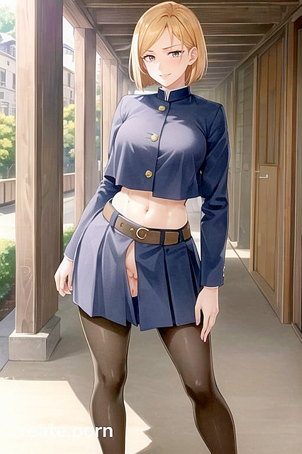 Kugisaki Nobara's Mischievous Smile and Blush in Seductive Jujutsu Kaisen Hentai Hentai AI Image