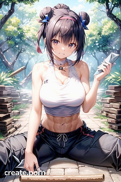 Holding Kunai - Erotic Weapon Play in 20s Hentai AI Image