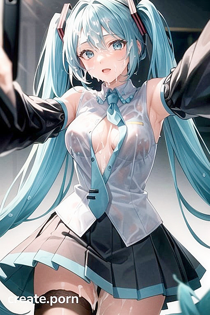 Unbuttoned Seduction - Selfie Cumshots in steamy Hentai AI Image