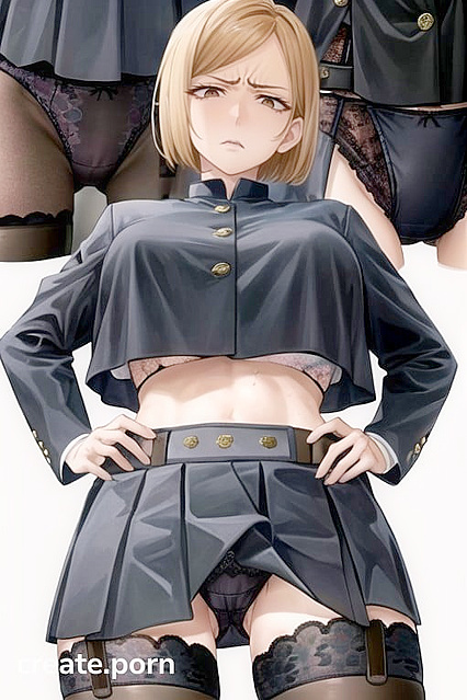 Thigh-High Socks and Hands-On Hips in Seductive Hentai AI Image
