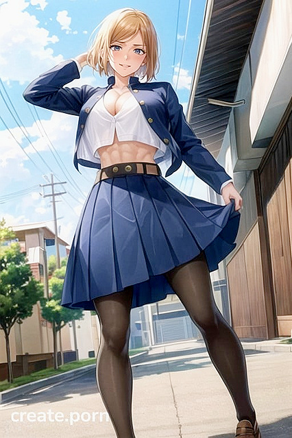 Right Leg Raised Full Body Pose Staring at You in Steamy Hentai AI Image