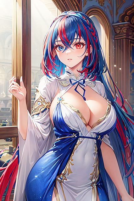 Glowing-Eyed Beauty in Shimmering Sequin Dress Seduces in Detailed Hentai AI Image