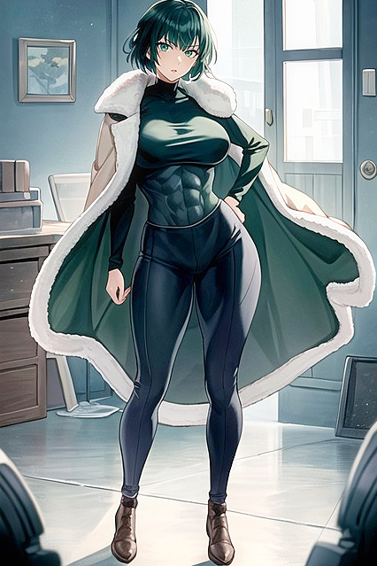 Thick Lines and Seductive Green Eyes in Full Body Hentai AI Image