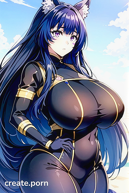 Delta from Eminence in Shadow Shows Off Her Massive Breasts in Bikini Hentai AI Image