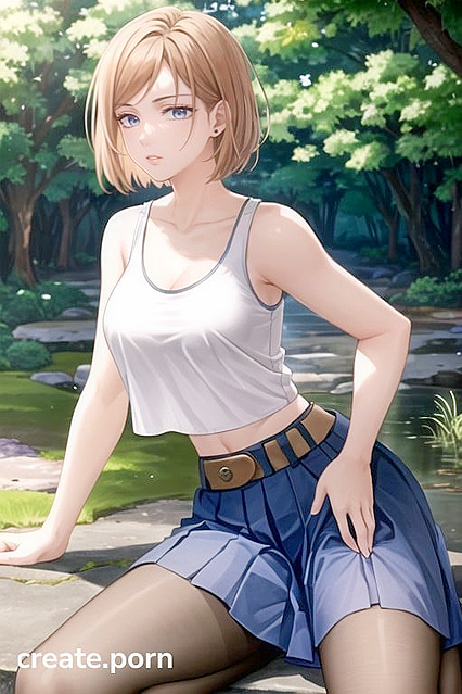 Nobara Kugisaki from Jujutsu Kaisen Shows Off Her Large Breasts in Seductive Tank Top Hentai