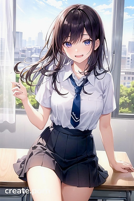 Cute in Uniform Gets naughty in the Classroom Hentai AI Image