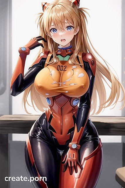 Asuka from Evangelion Shows Off Her Massive Ass in Neko Hentai AI Image