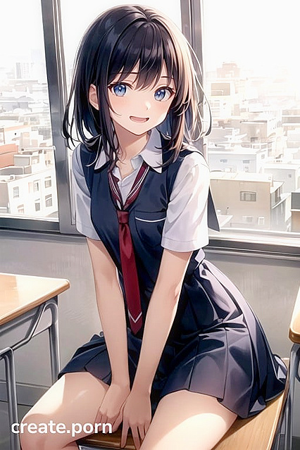 Cute in Uniform Enjoys Steamy Classroom Hentai AI Image